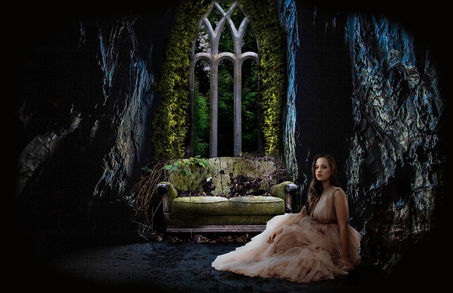 Girl Fairy Tale Window Moonlight cave day