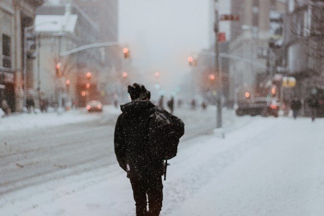 City Urban Road Snow Winter Cold blizzard